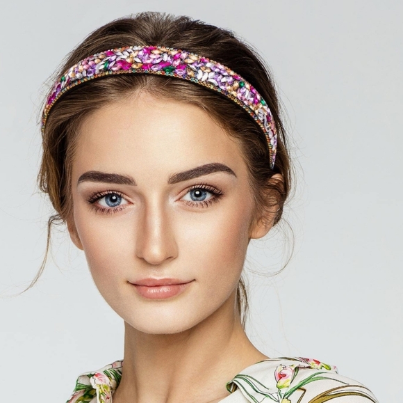 Colorful Rhinestone Headband Jewelled Headpiece Hair Crown - Picture 5 of 6